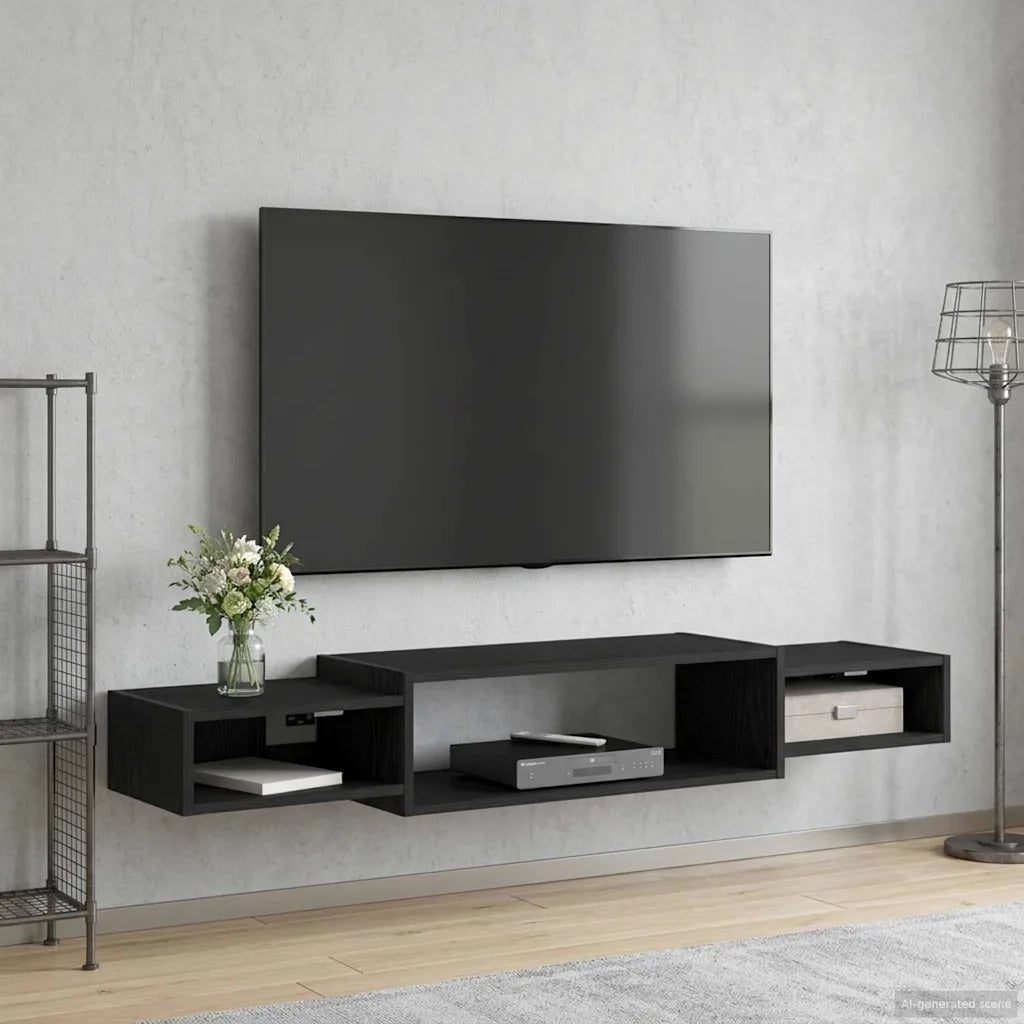 Mobile TV da Parete A parete Rovere Nero 140 x 28 x 21 cm 8005998