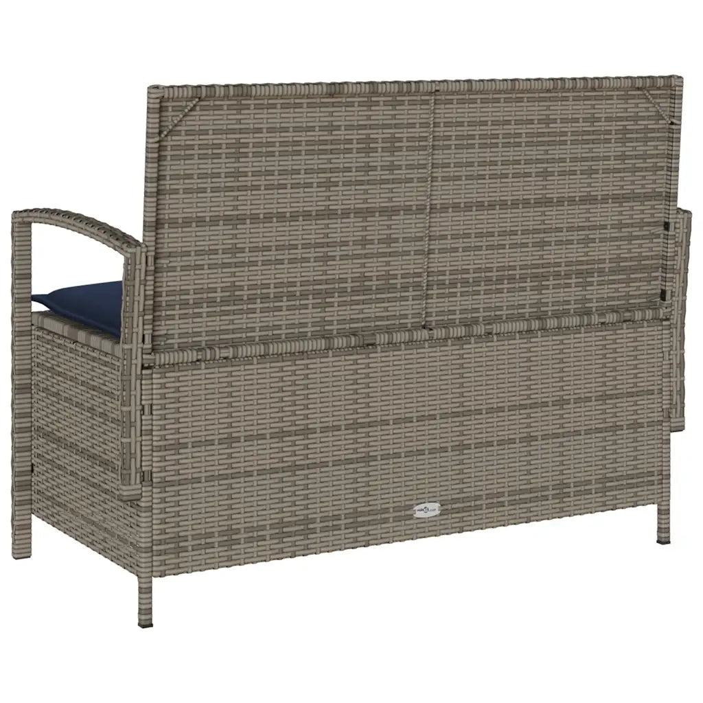 Panca Portaoggetti da Giardino con Cuscino Grigio in Polyrattan 4104218