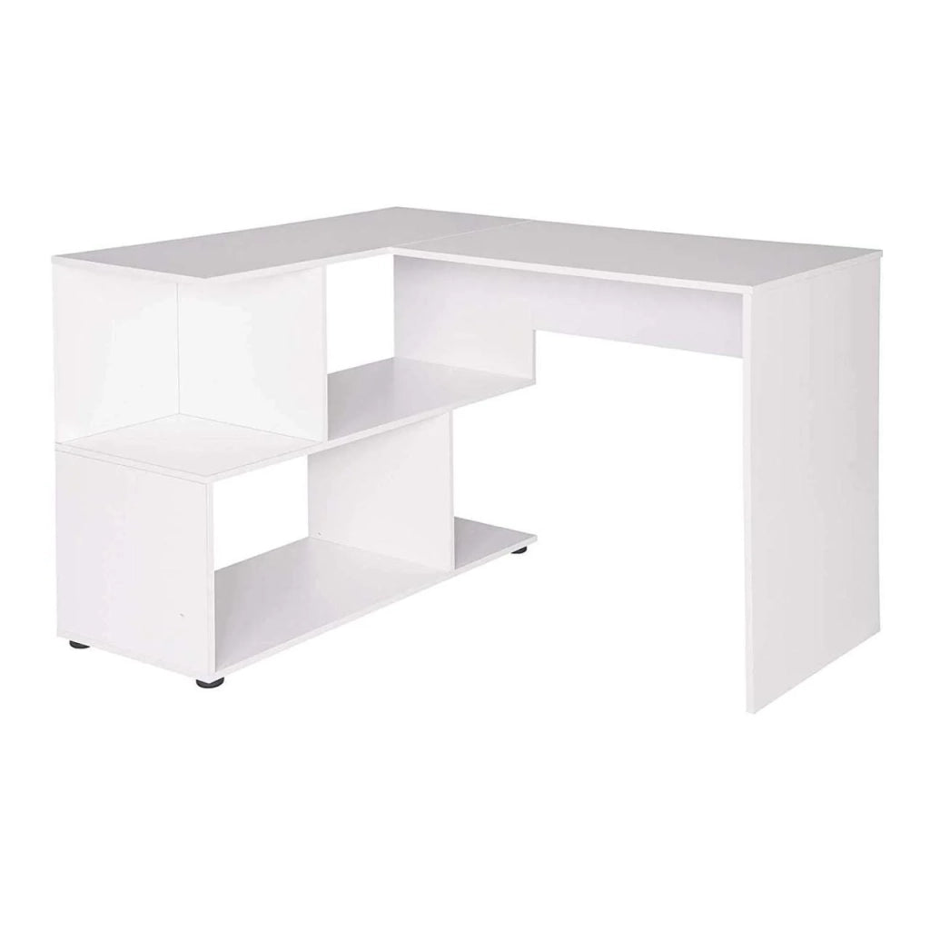 Scrivania angolare per adulti con ripiani 100 cm bianco 19_0000549