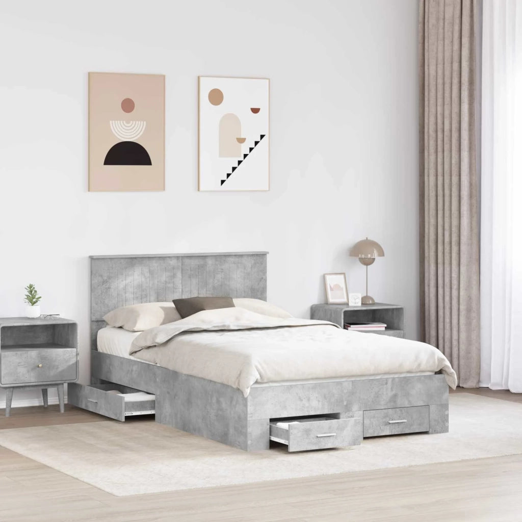 Struttura del letto con testiera Grigio cemento 120 x 190 cm