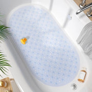 Mat per doccia a forma ovale non scivolo 68x38cm lavabile in lavatrice per bagno con coperchi per aspirazione e fori di scarico morbido per i piedi trasparente