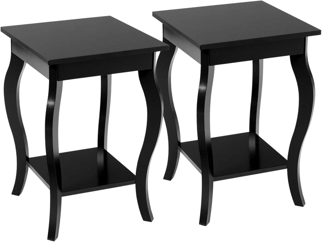 Set di 2 Comodini Camera da Letto, Comodini Piccoli in Legno, Tavolino Lato Moderno per Soggiorno, Marrone, 40 x 40 x 60 cm (L x P x A) (Nero x 2)