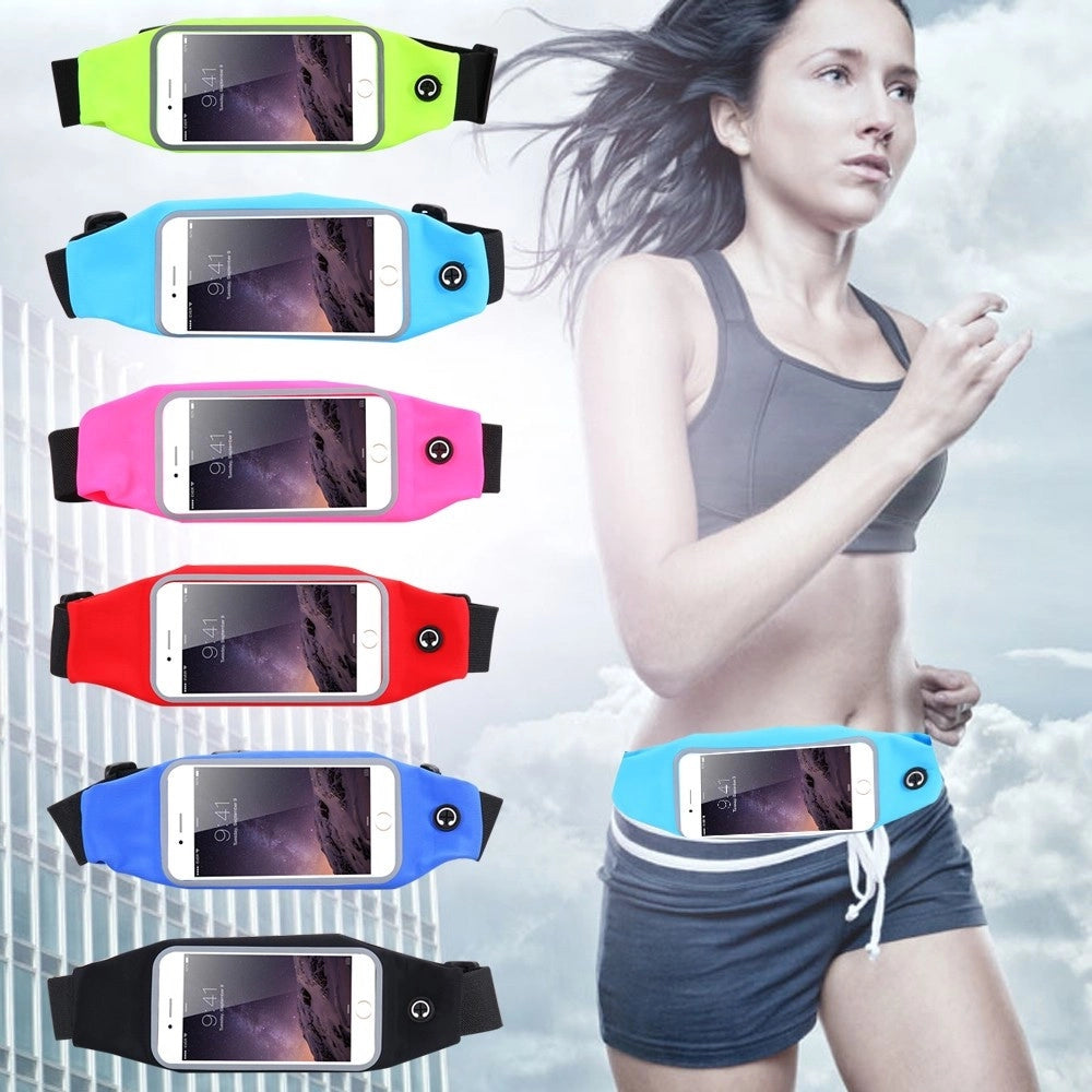 Trade Shop - Cintura Con Tasche Zip Sport Belt Marsupio Porta Smartphone Cellulari 4,7" -