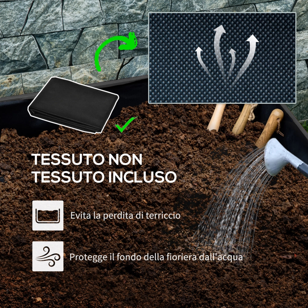 Fioriera da Giardino con Foro di Drenaggio e Rotelle, in Legno di Abete, 89x48x47 cm, Nera