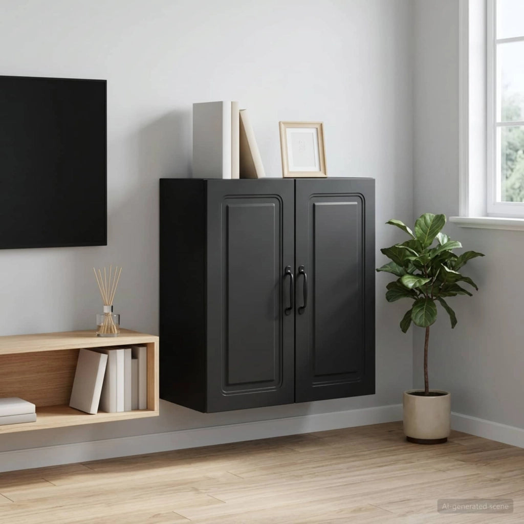 Mobiletto a muro 59 x 31 x 60 cm Legno ingegnerizzato Nero 899256