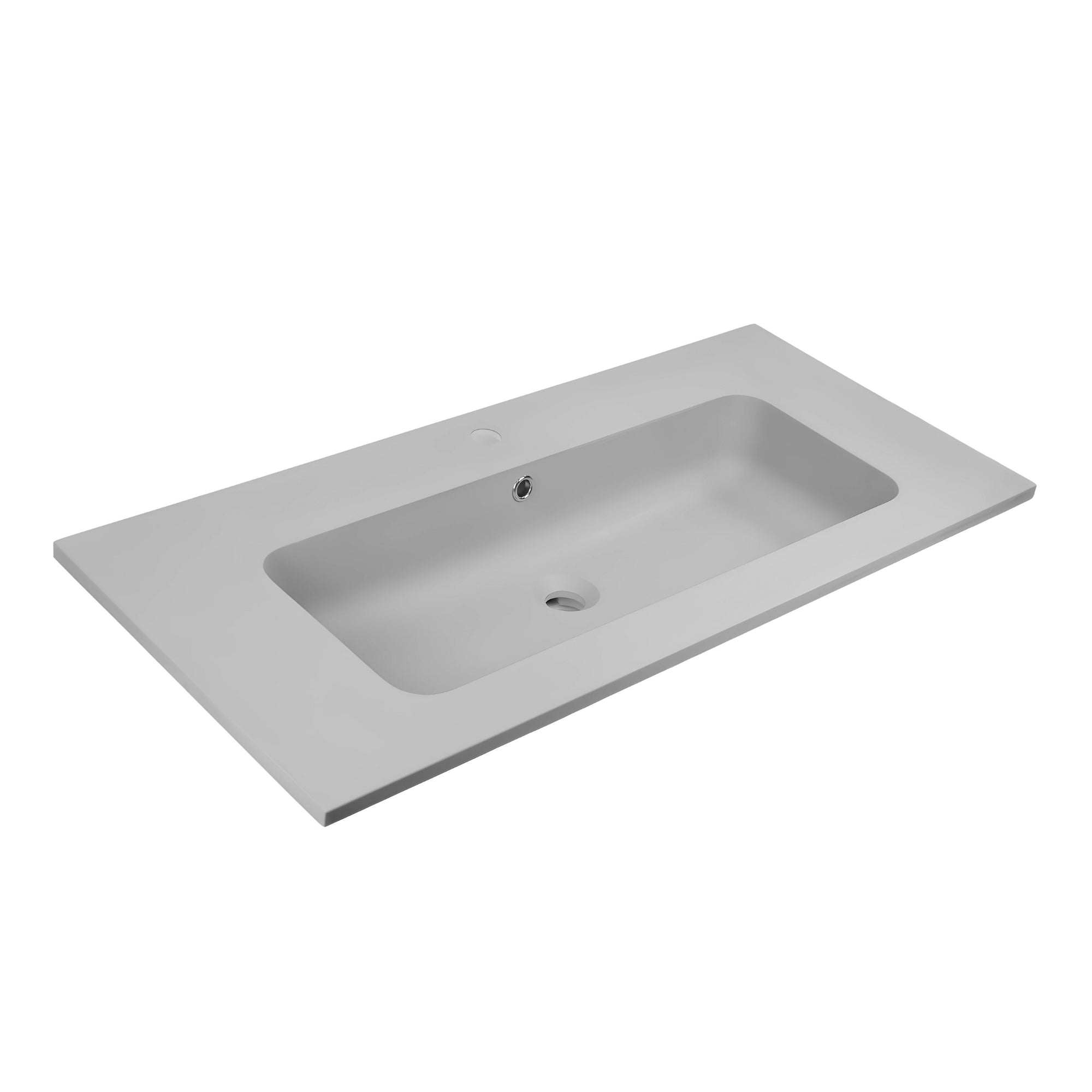 Lavabo ad incasso mineral marmo colore grigio cenere mobile composizione bagno *** misure 91x46 cm, confezione 1
