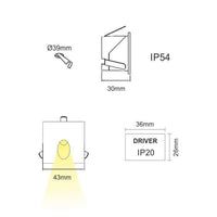 Luky - Luce da incasso segnapasso LED Beneito & Faure - 2W, Luce calda 3200K, 65° - Faretto da incasso Quadrato Bianco