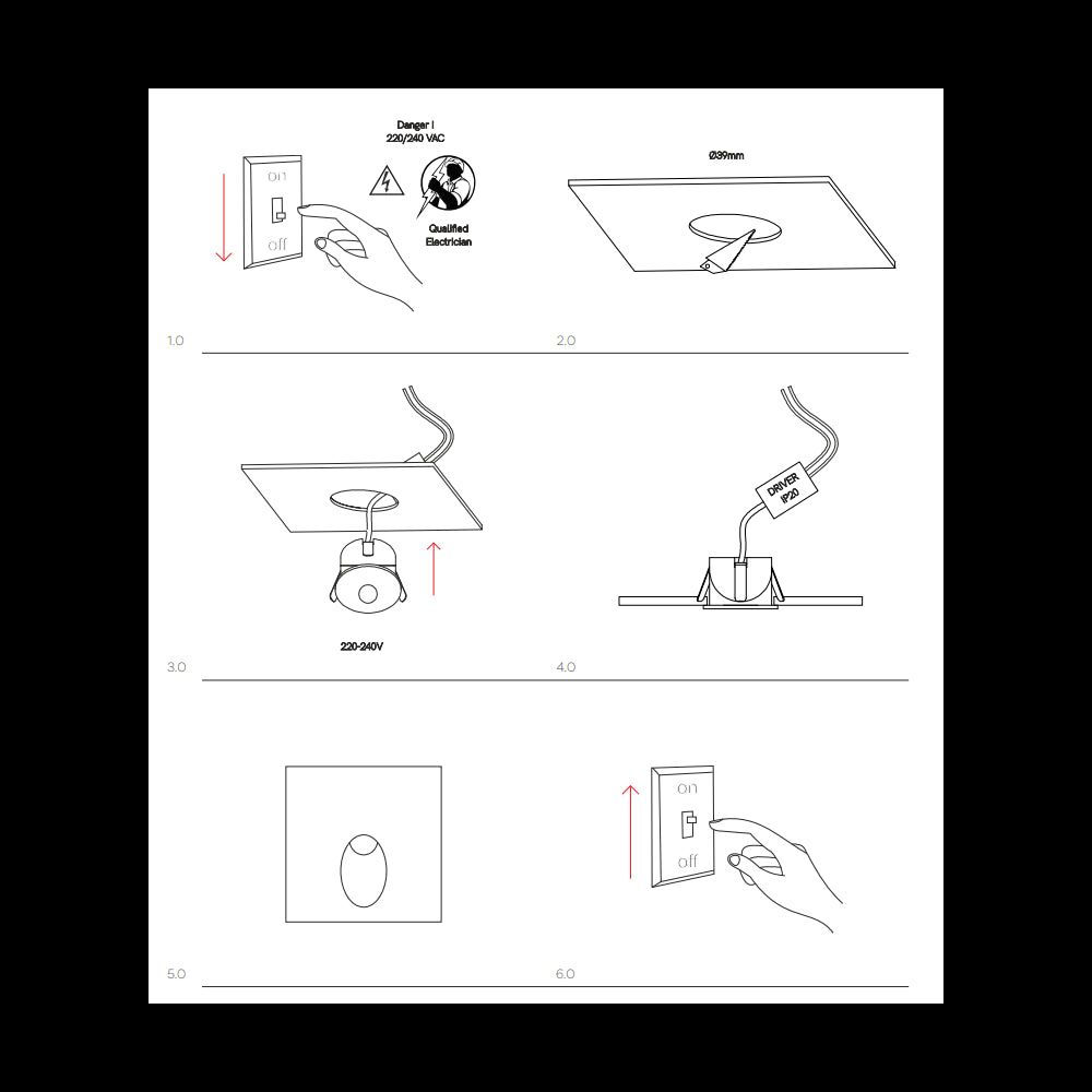 Luky - Luce da incasso segnapasso LED Beneito & Faure - 2W, Luce calda 3200K, 65° - Faretto da incasso Quadrato Bianco
