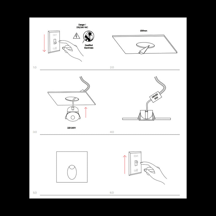Luky - Luce da incasso segnapasso LED Beneito & Faure - 2W, Luce calda 3200K, 65° - Faretto da incasso Quadrato Bianco