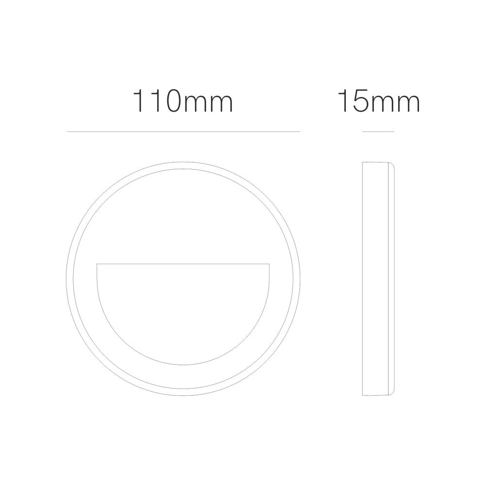 Beneito & Faure - Luce da incasso segnapasso LED Mis R Wall 3W - Segnapasso da parete rotondo IP65 Switch 2700K/3200K/4000K - Bianco