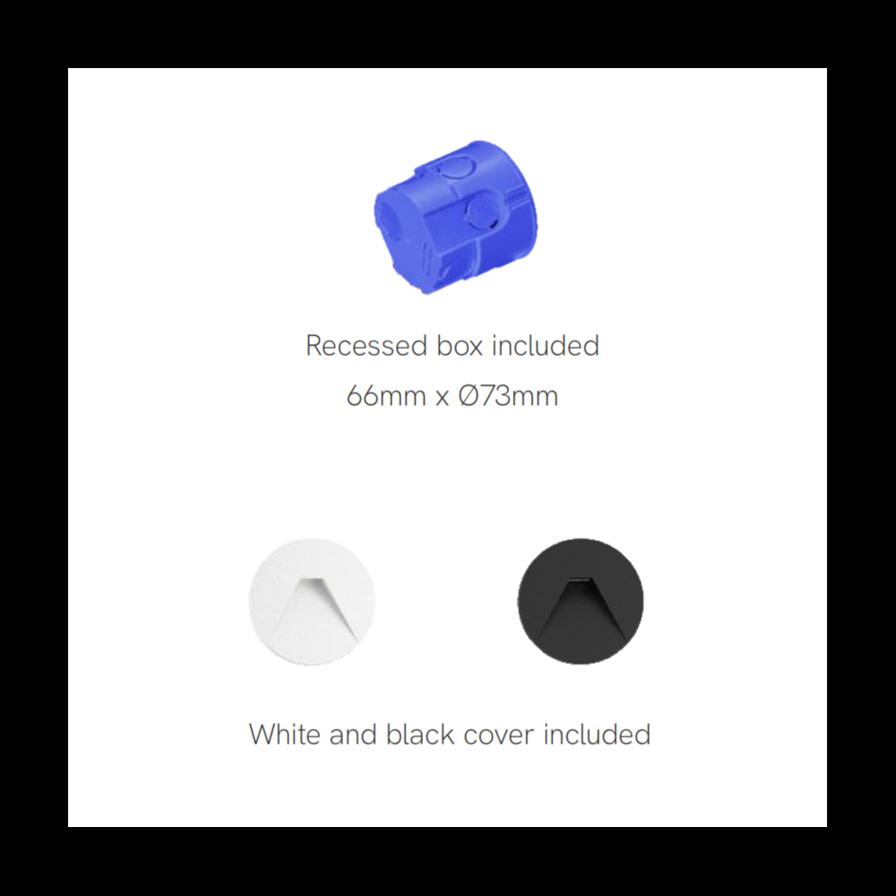 Beneito & Faure - Luce da incasso segnapasso LED Pun 3W - CCT Switch 2700K/3200K/4000K - Bianco e Nero