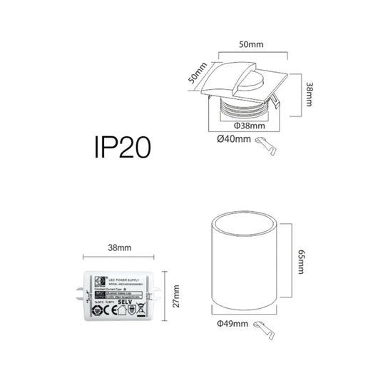 Skin - Luce da incasso segnapasso LED Beneito & Faure - 2W, Luce calda 3000K, 120° - Applique da incasso Quadrata Nera