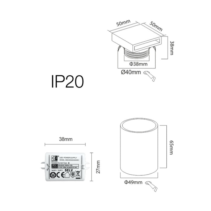 Steps - Luce da incasso segnapasso LED Beneito & Faure - 4W, Luce calda 3000K, 120° - Applique da incasso Quadrata Nera