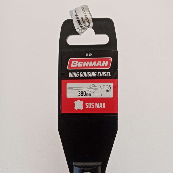 Benman scalpello punta a sgorbia da 35mm ed alette per tassellatore sds-max - lunghezza 380mm
