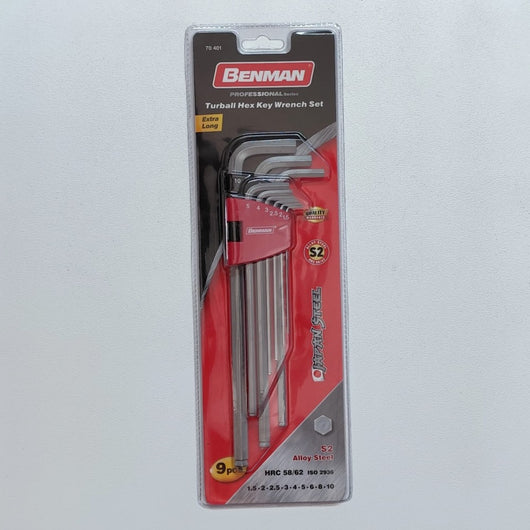Benman set 9 chiavi esagonali extra lunghe turball