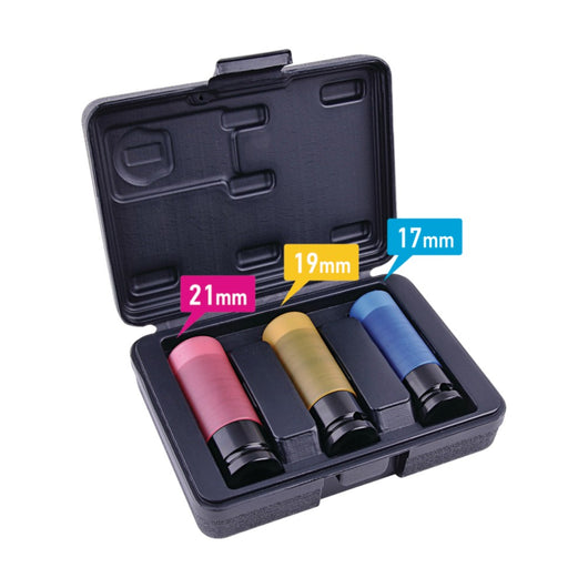 Benman set di 3 chiavi a bussola esagonali attacco da 1/2 per cerchi in lega