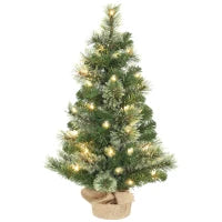 Albero di Natale Piccolo Alto 60 cm con 35 Luci LED Bianche, 68 Rami Folti e Ignifughi, Verde
