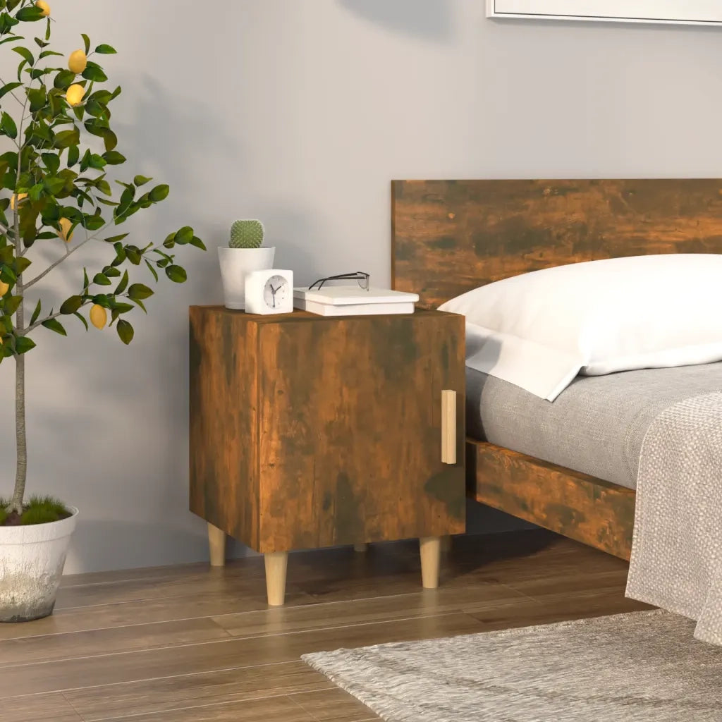 Comodino | Armadio da Notte | Mobiletto da notte Rovere Fumo in Legno Multistrato