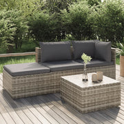 Set Divani da Giardino 4 pz con Cuscini in Polyrattan Grigio 318676