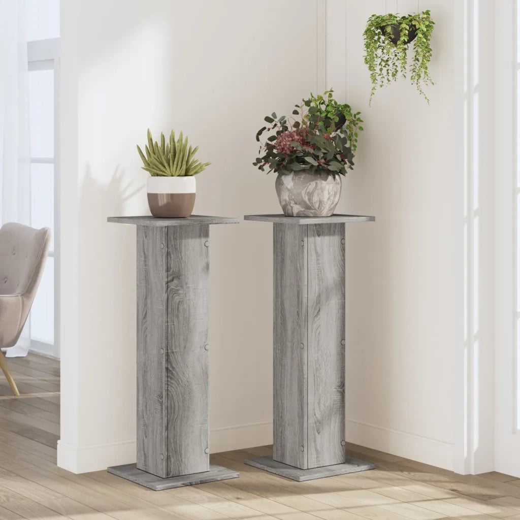 Supporti per Piante 2 pz Grigio Sonoma 30x30x80cm in Truciolato 3307869