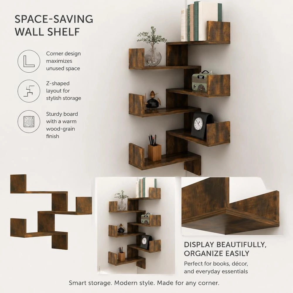 Wall Corner Shelves, 2 Pieces, Smoked Oak, 40x40x50 Cm, Engineered Wood.