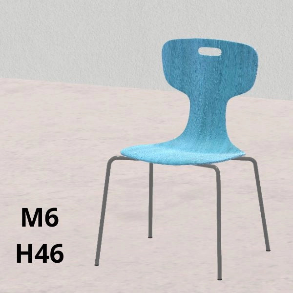 SEDIA GIGLIO Wood blu H 46cm, scocca legno, gambe grigie SD.FLEXW.4GF.M6GC.BL