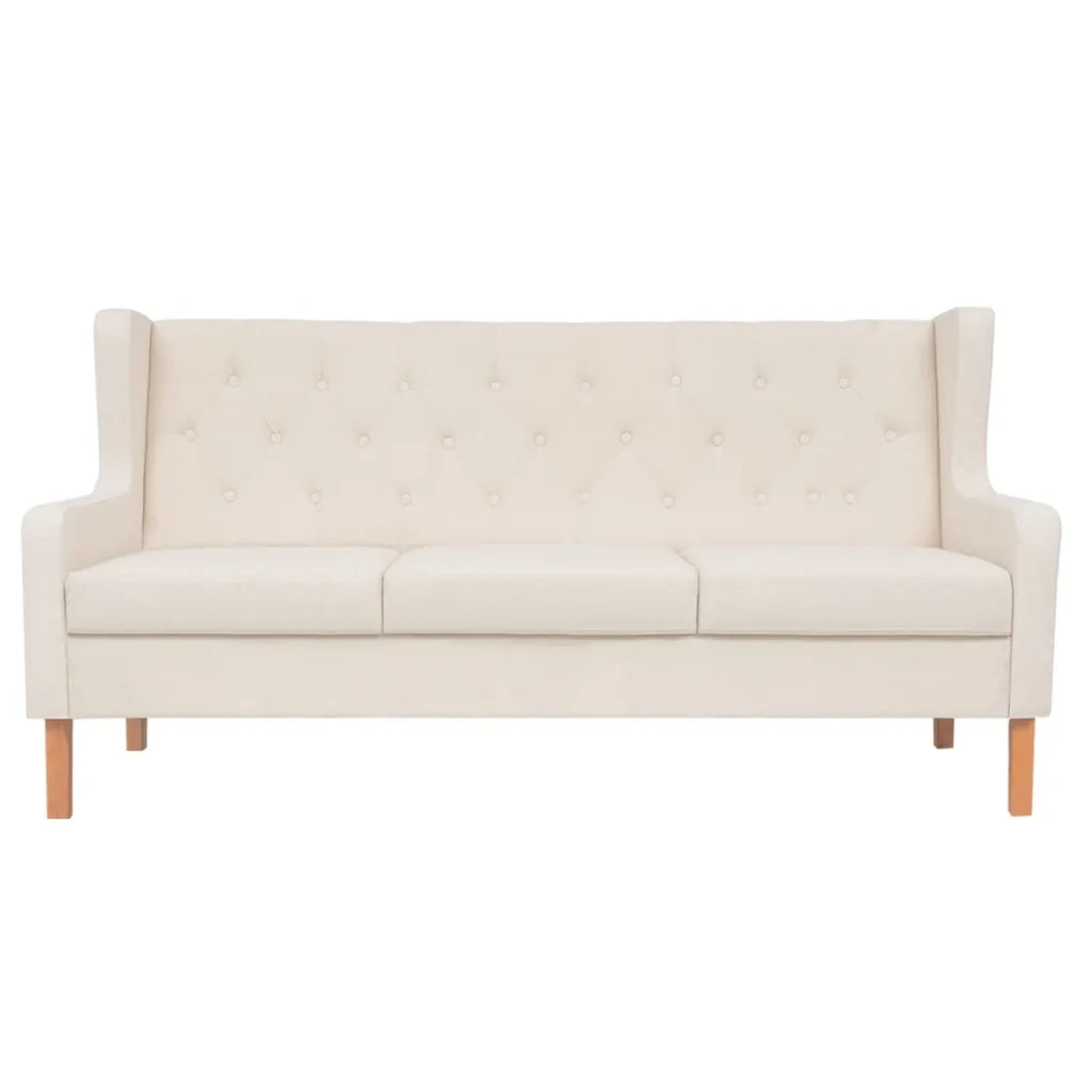 Divano | Divano da soggiorno | Sofa a 3 Posti in Tessuto Bianco Crema