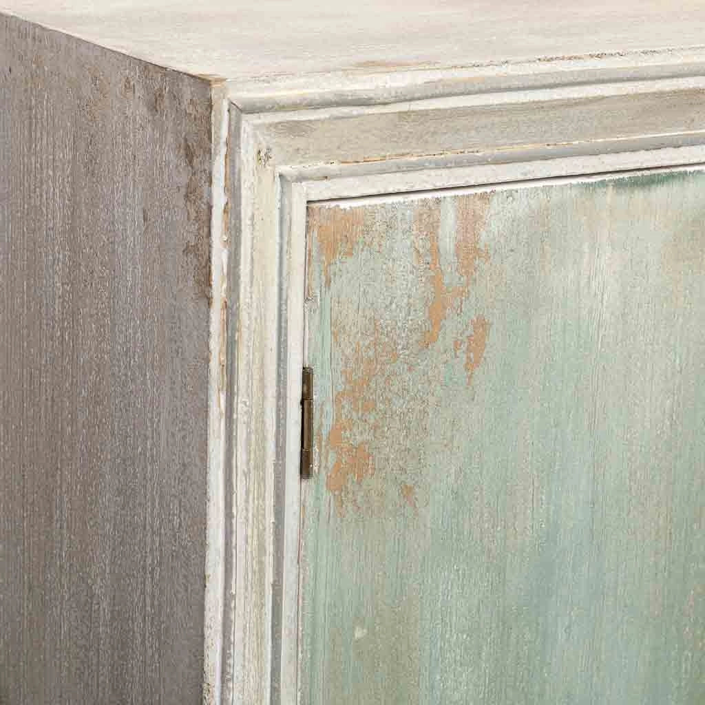 Credenza in legno con 2 porte in finitura invecchiata 120x38x92
