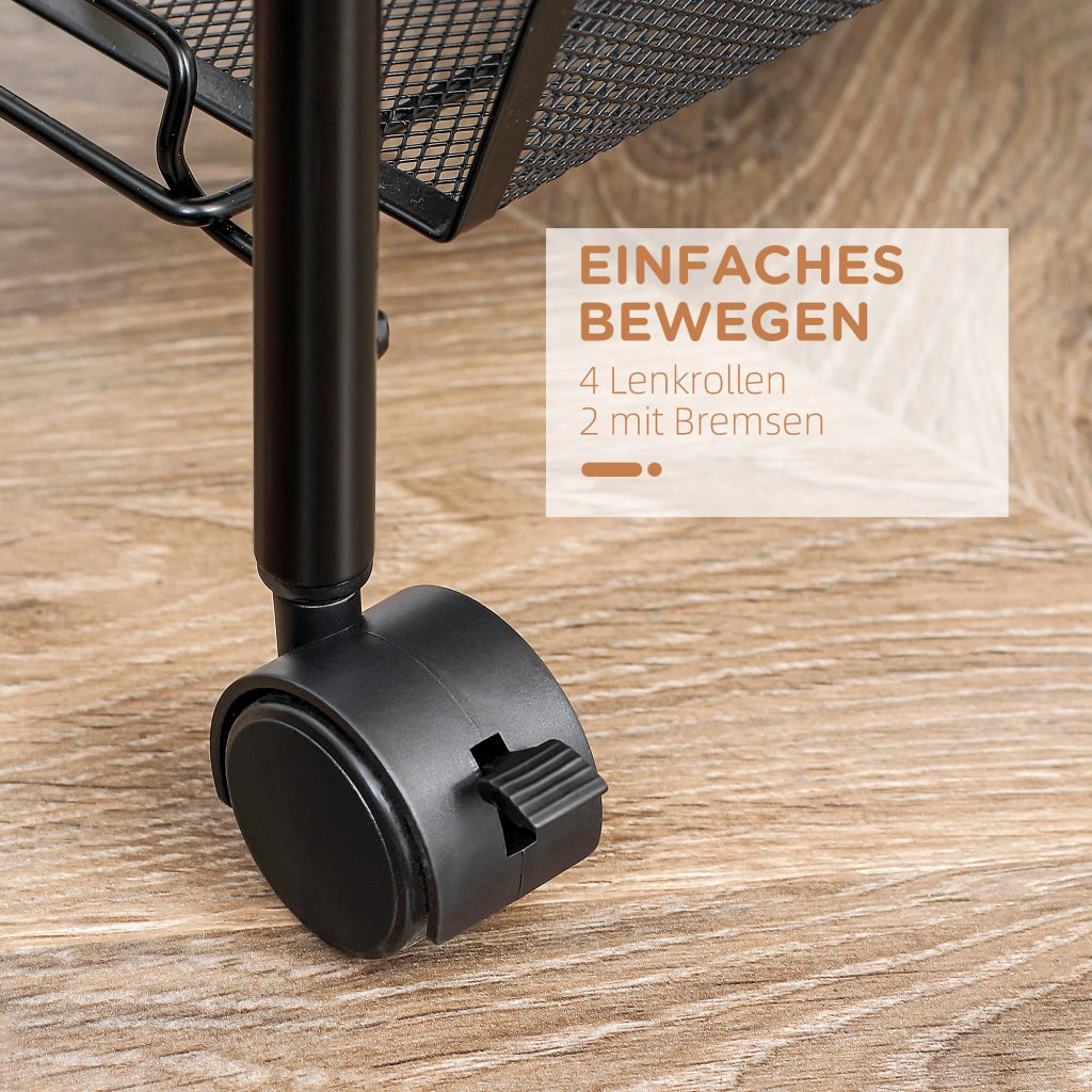 Carrello con 4 cesti sospesi ¨C Minimal ¨C Nero, acciaio, 45x26.5x84 cm