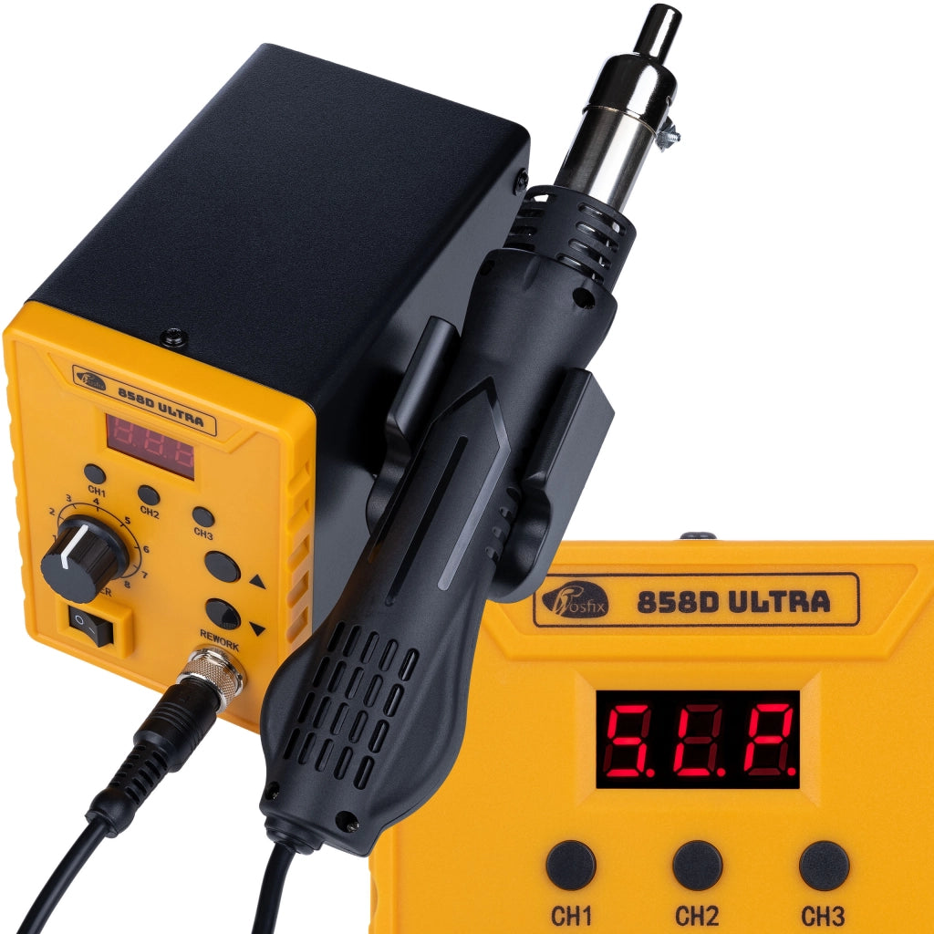 Stazione Saldante Hot Air Rosfix 858D – 700W, 100-500°C, 120 l/min | 3 Memorie, 3 Ugelli