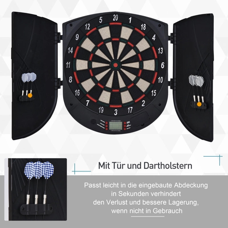 Bersaglio elettronico per freccette con istruzioni vocali (voce in inglese), display a LED, 6 freccette, 26 giochi, 185 varianti, macchina per