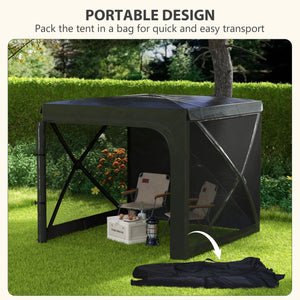 Gazebo da Giardino  Pieghevole con Tende e Zanzariere 2x2,5m e Borsa di Trasporto Nero