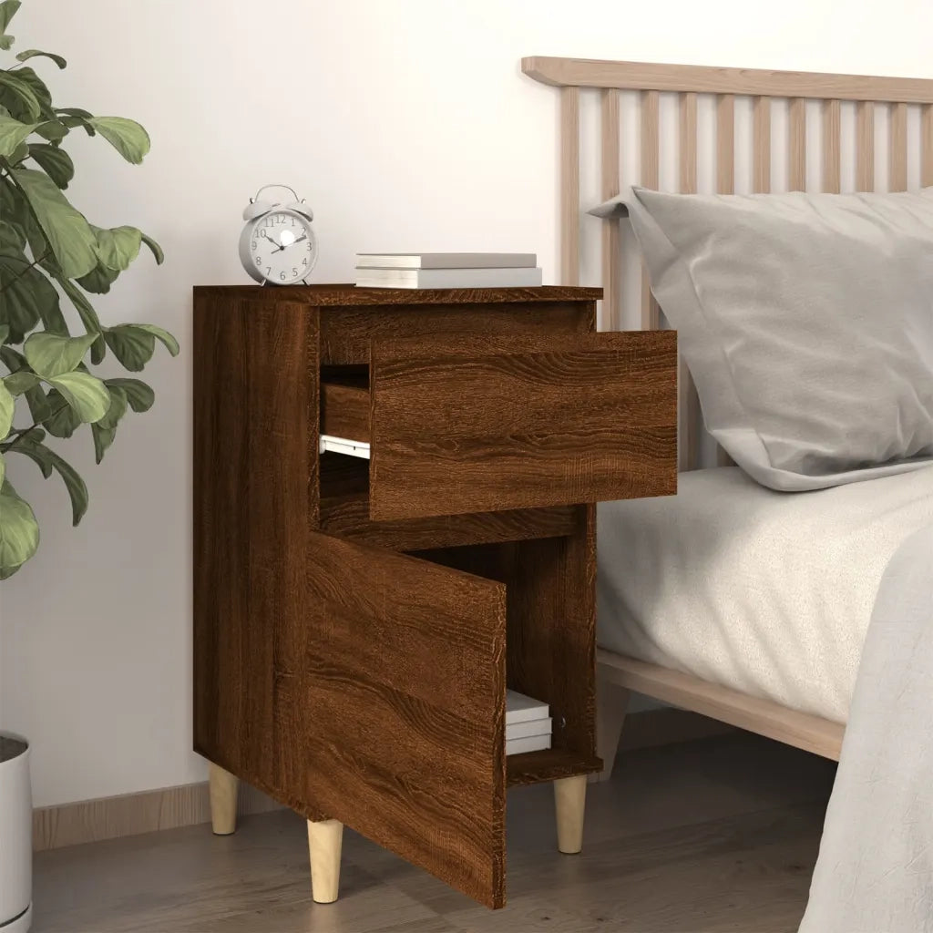 Set di 2 Comodini | Armadio da Notte | Mobiletto da notte Rovere Marrone 40x35x70 cm