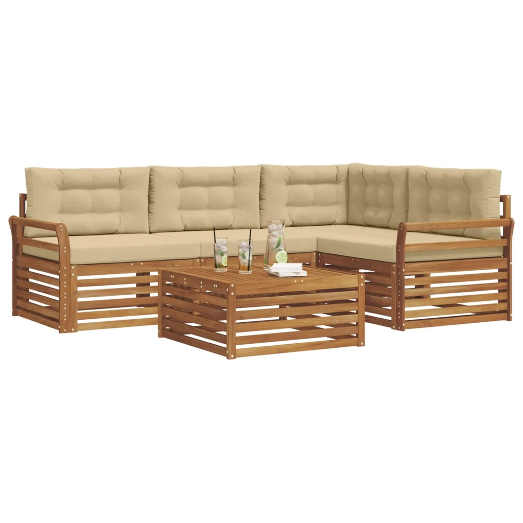 Set di divani da esterno con cuscino 5 pcs Naturale e Beige 3373423