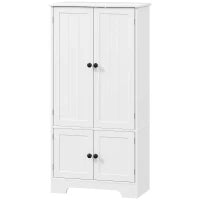 Mobile Credenza da Cucina a 4 Ante con 2 Armadietti e Ripiano Regolabile, 58.2x30x123 cm, Bianco