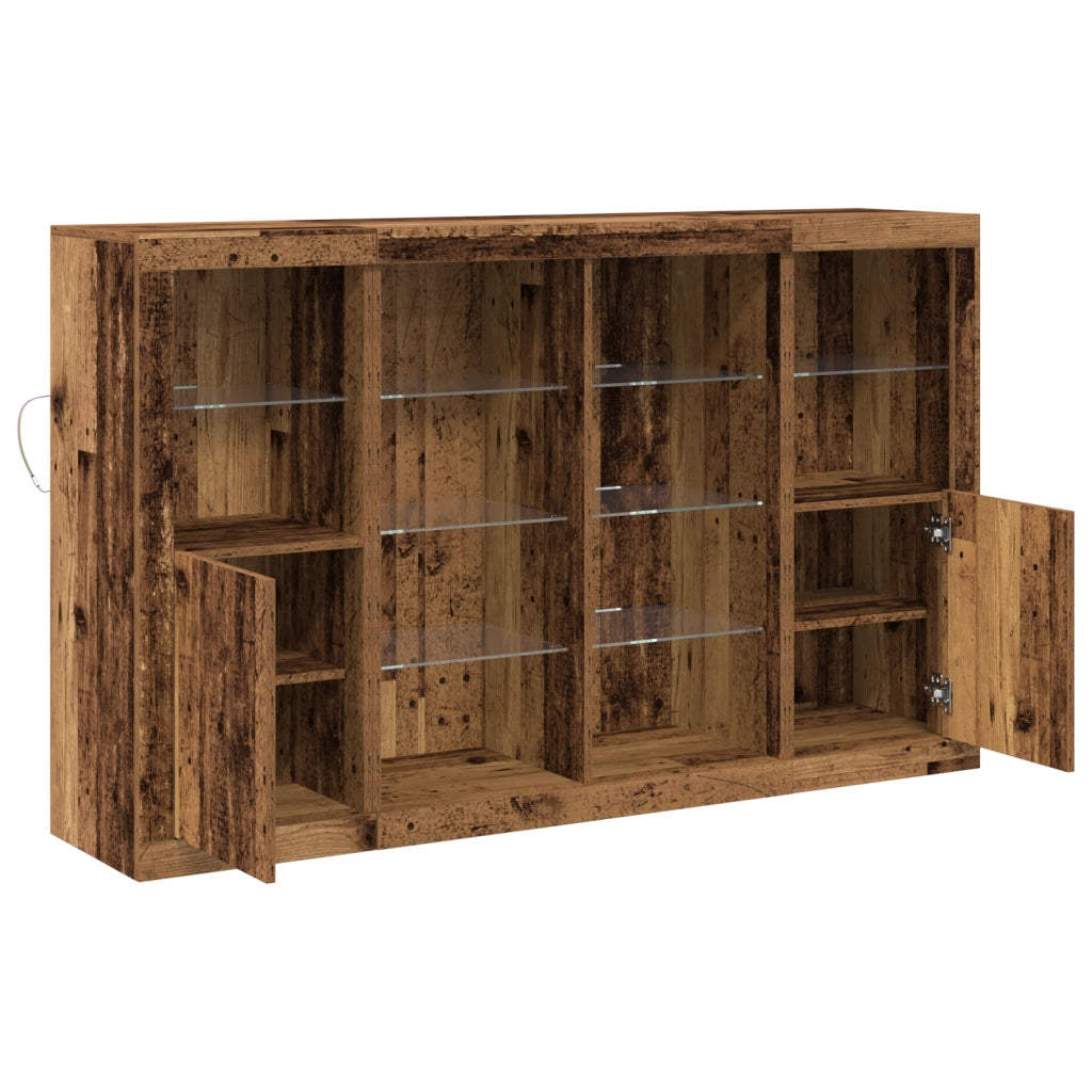 Credenza  con Luci LED Legno Antico 163x37x100 cm Legno Recuperato