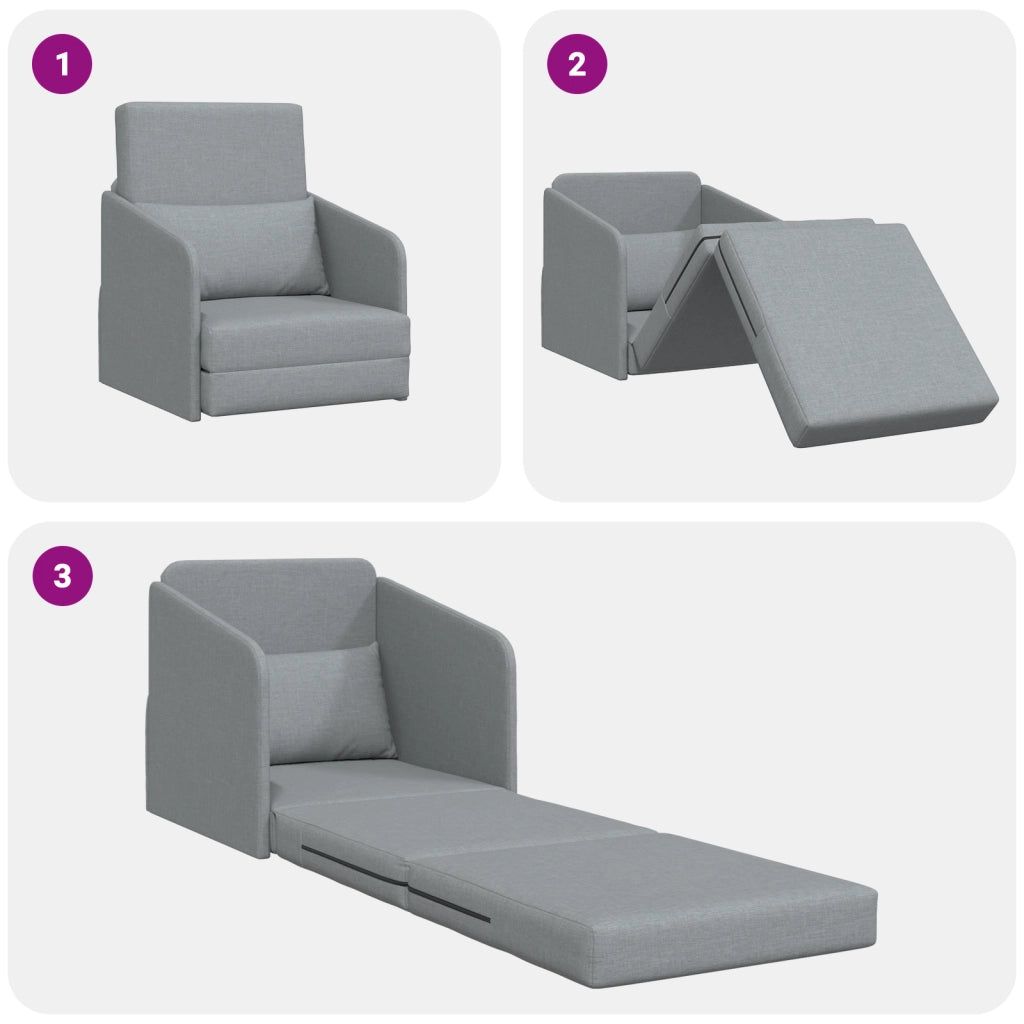 Divano Letto a Pavimento 2-in-1 Grigio Chiaro 65x80x83 cm Tessuto