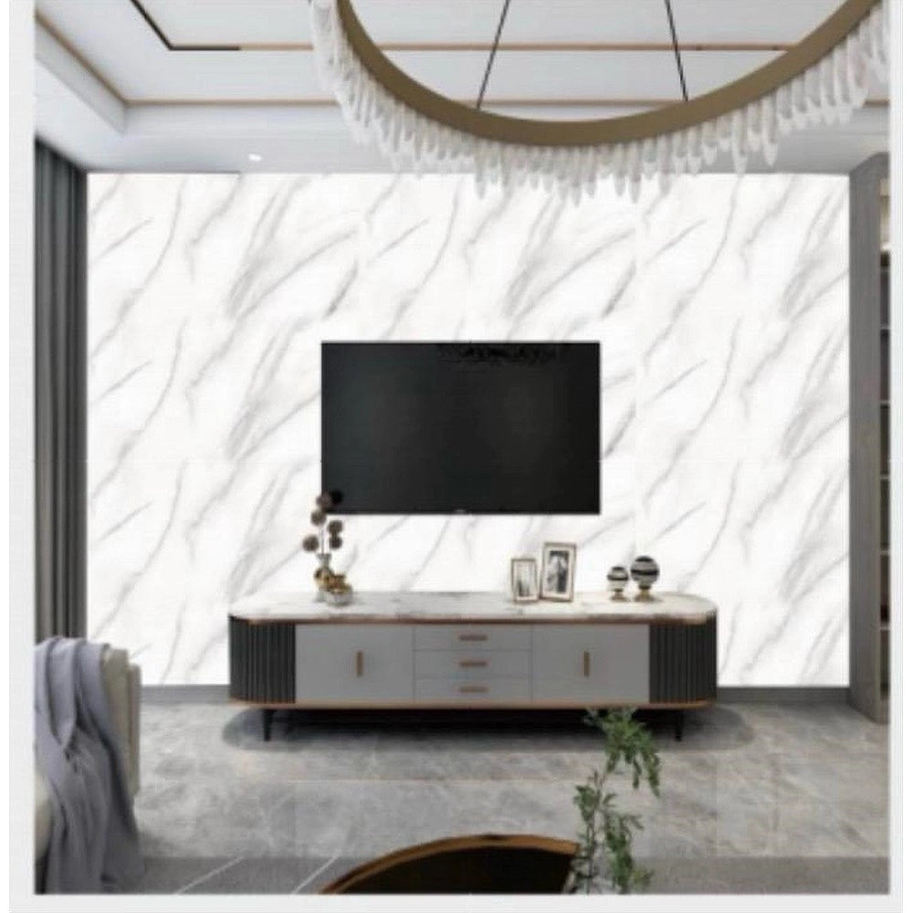 Trade Shop - Pannello Adesivo Effetto Marmo Bianco Con Venature Pareti Paraschizzi 300 X 60cm -