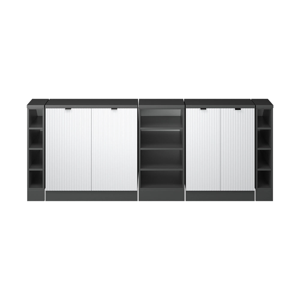Mobile cucina sottotetto R-Line Ondulazione bianca/Antracite 210 cm Set di 5 carcasse armadio profondità 60 cm Vicco