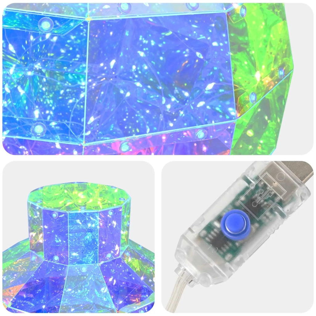 Pallina di Natale a LED prismatica iridescente 2 pz Multicolore 42056642