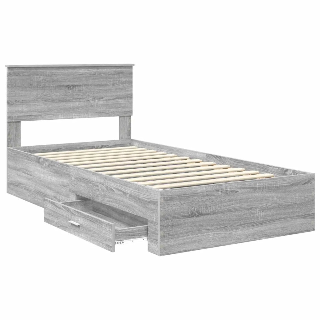 Struttura del letto con testiera Grigio Sonoma 100 x 200 cm