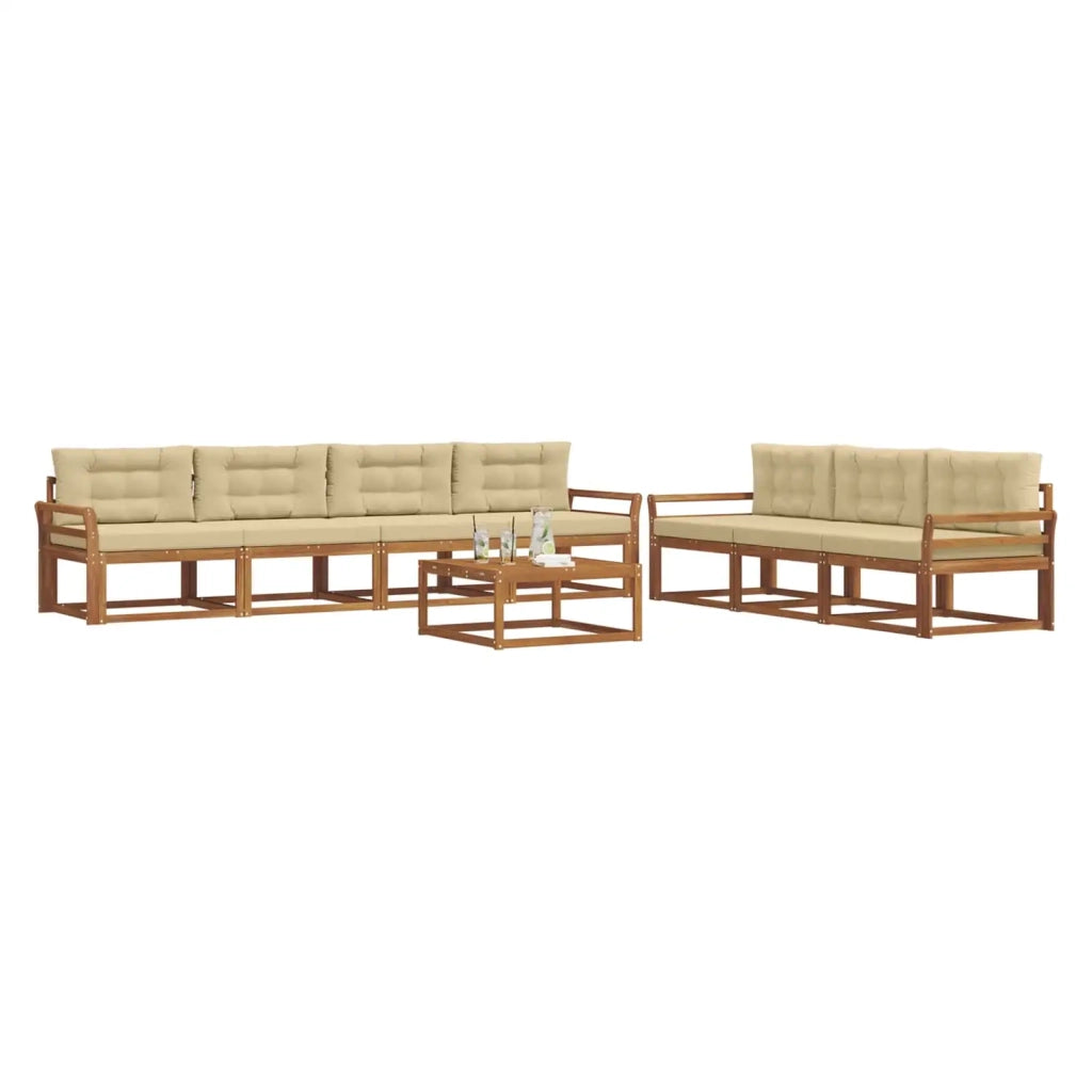 Set di divani da esterno con cuscino 8 pcs Naturale e Beige 3367301