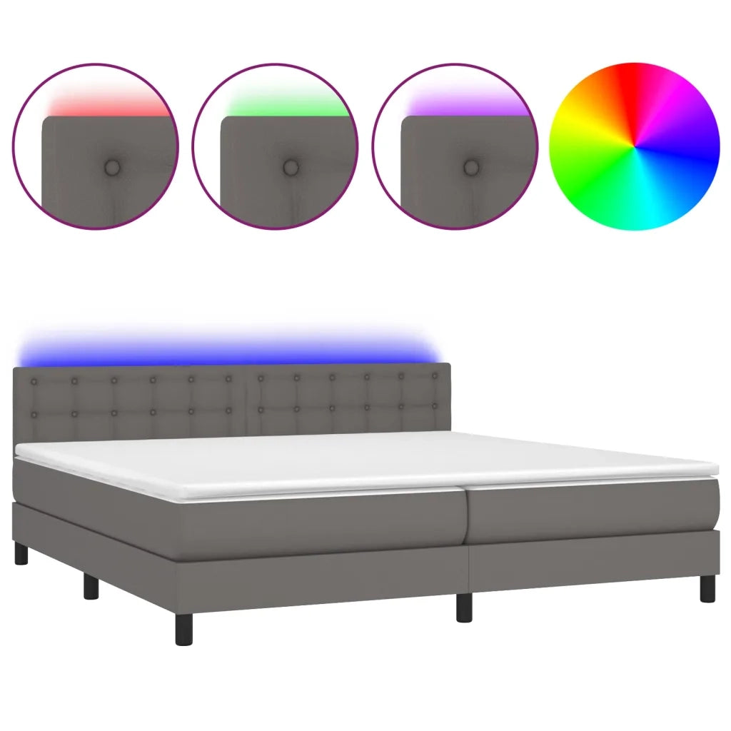 Giroletto Molle con Materasso e LED Grigio 200x200cm Similpelle cod mxl 60412