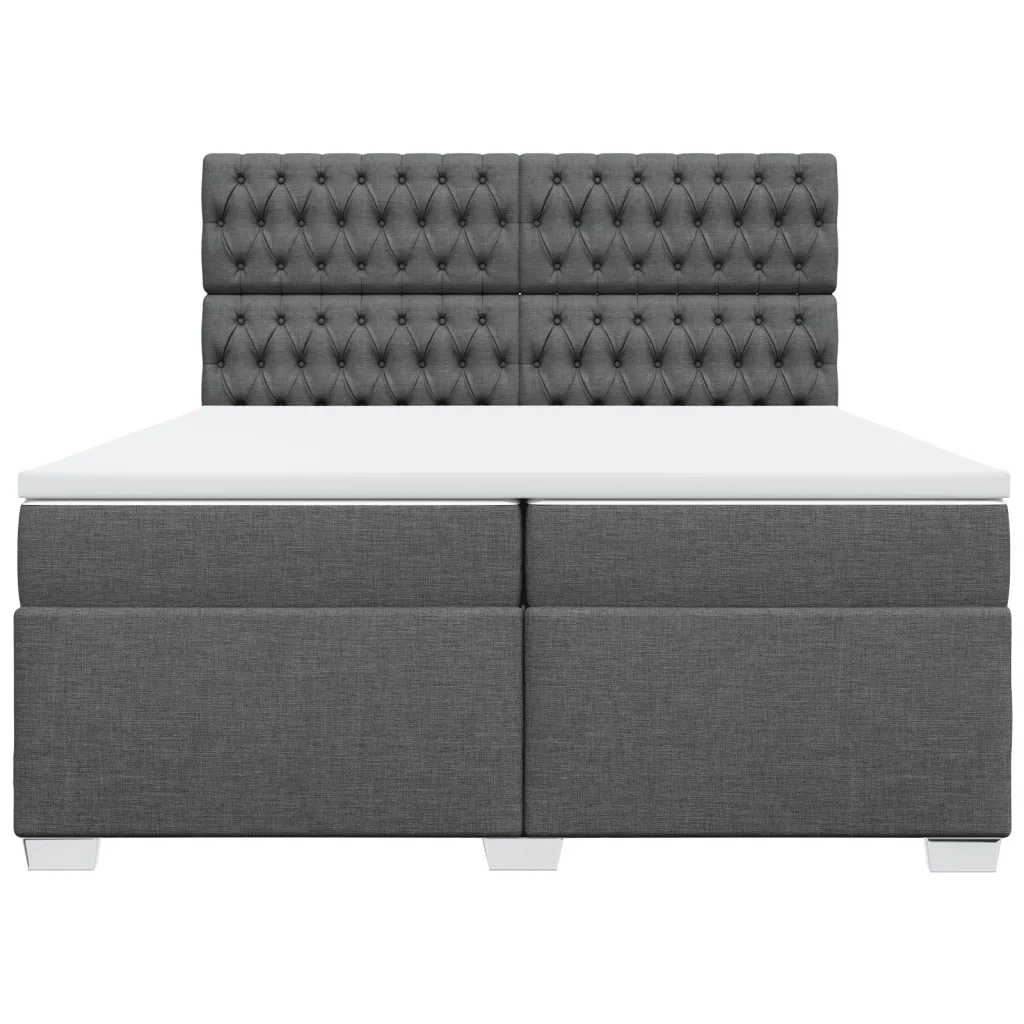 Giroletto a Molle con Materasso Grigio Scuro 200x200 cm Tessuto