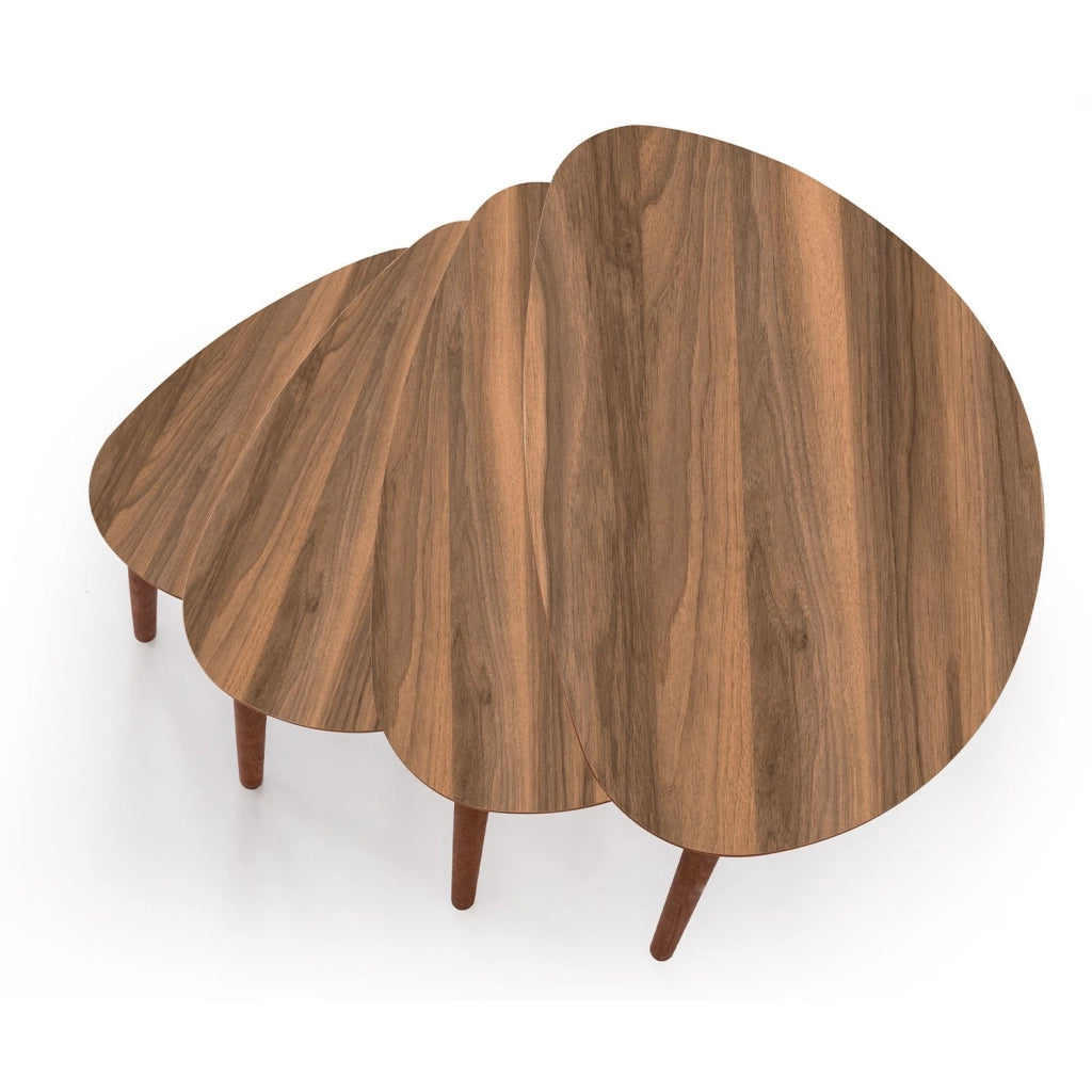 Nora", tavolo a nido di 4 pezzi in legno 68 x 45 x 55 cm - Noce