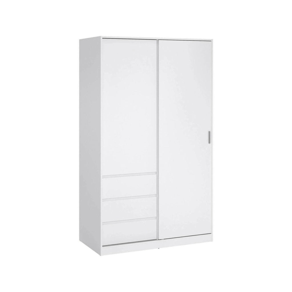 Guardaroba 2 ante Sanjose, Mobile camera da letto, Cabina armadio portabiti, Armadio appendiabiti, 119x60 h200 cm, Bianco lucido