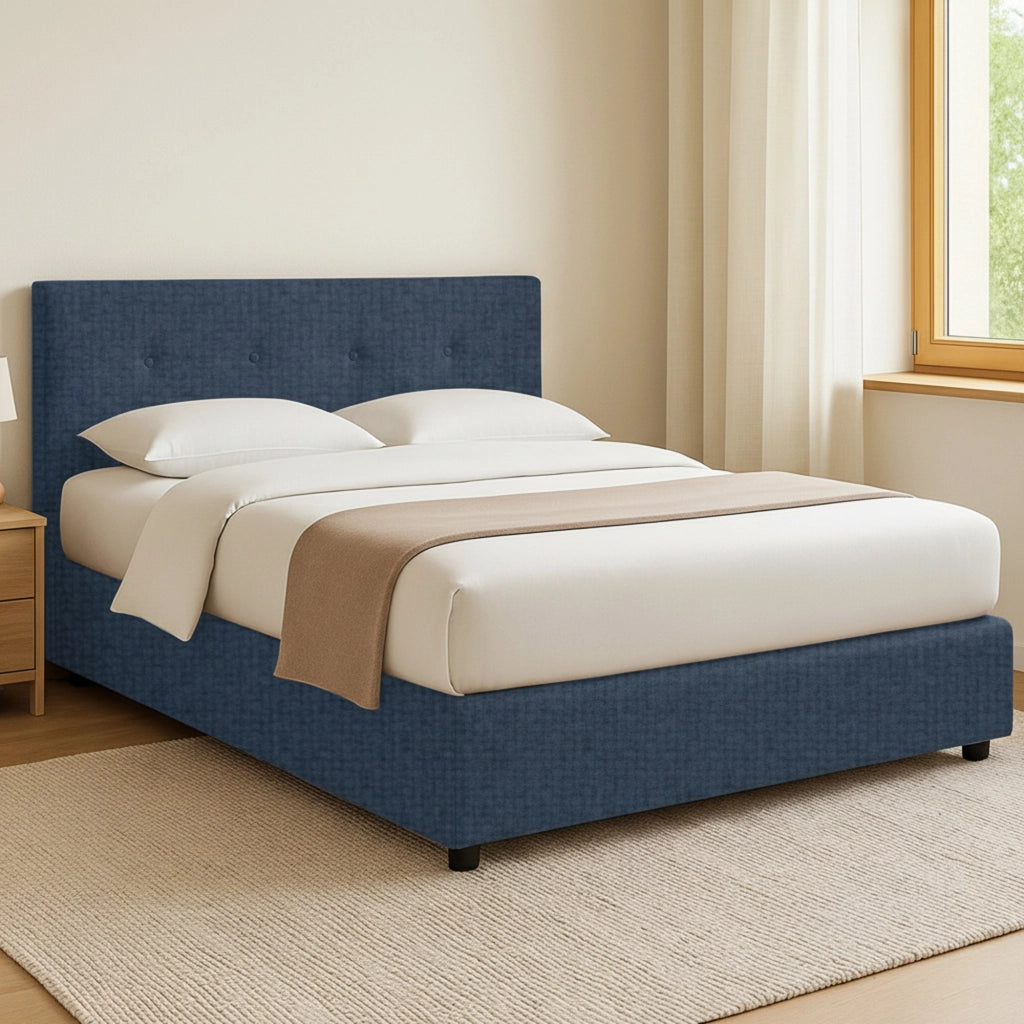 Luton, Letto Piazza e Mezza Sfoderabile Made in Italy, blu