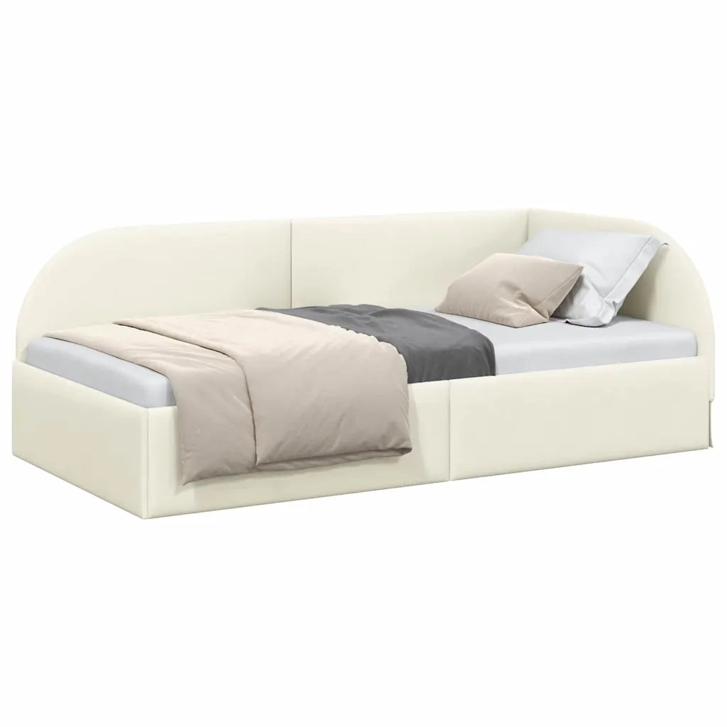 Cornice del letto ad angolo Crema 90 cm x 200 cm Velluto 42016653