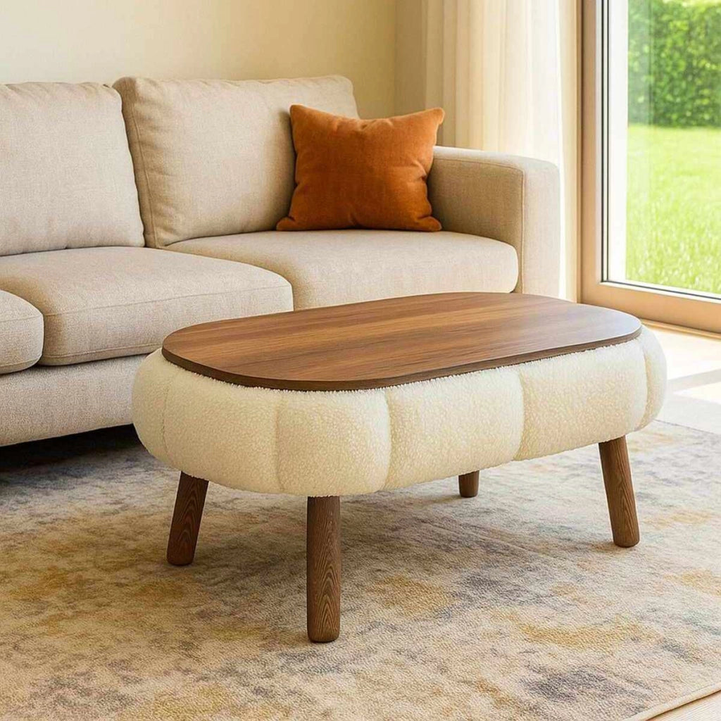 Tavolino in legno "Papatya" - 98 x 68 x 45 cm - Bianco