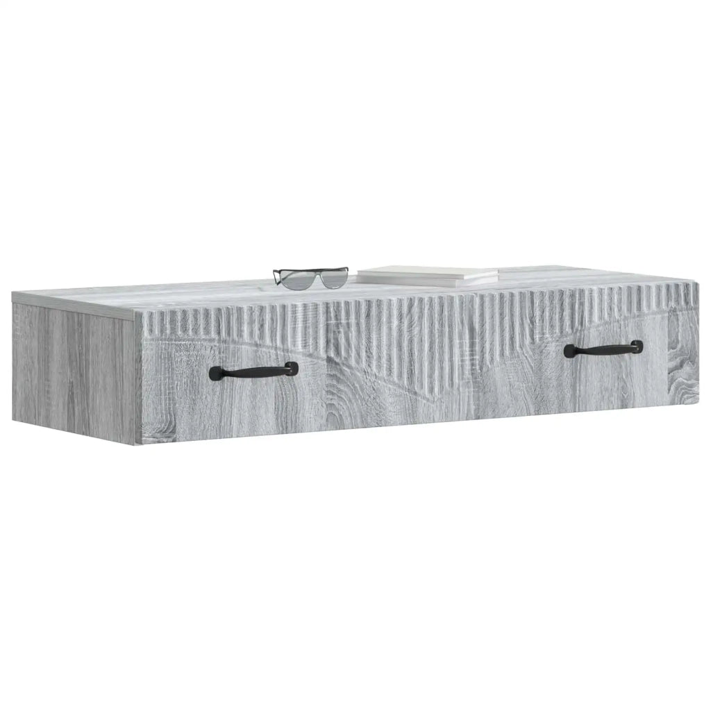Tavolino da Parete Laterale Grigio Sonoma 87,5 x 34,5 x 17 cm